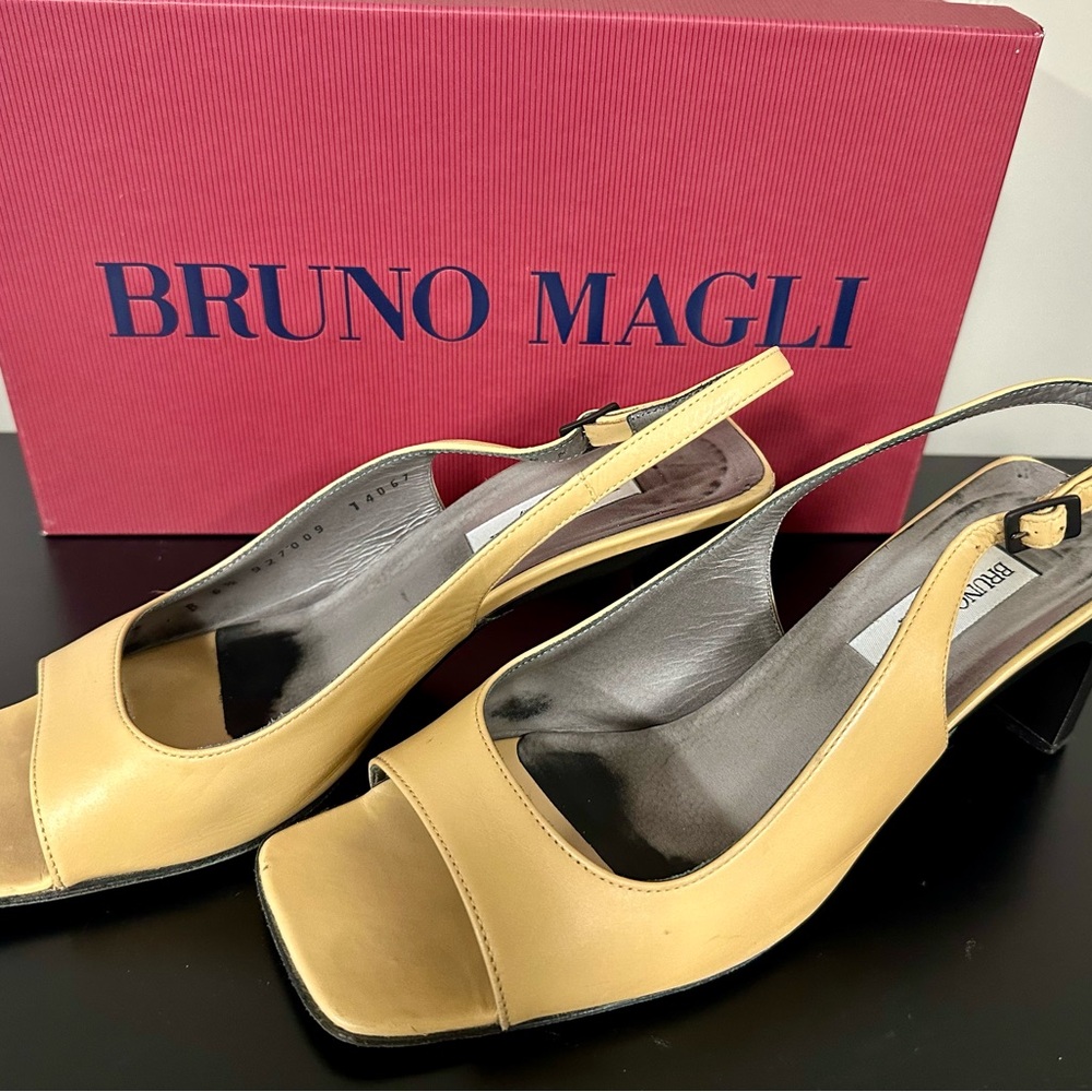Bruno Magli Yellow Heels Slingback Shoes